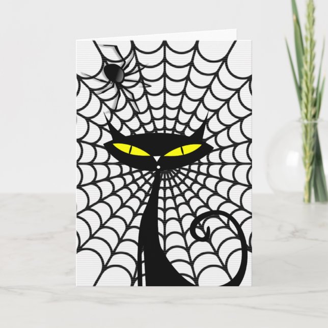 Halloween-hälsningskort/svart katt kort (Framsida)