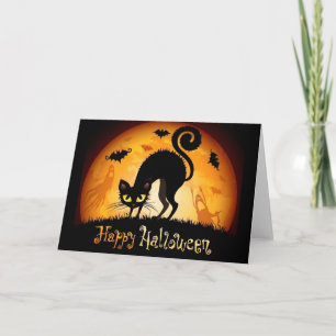 Halloween-hälsningskort/svart katt kort