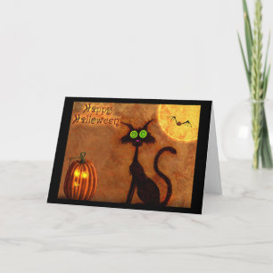 Halloween-hälsningskort/svart katt kort