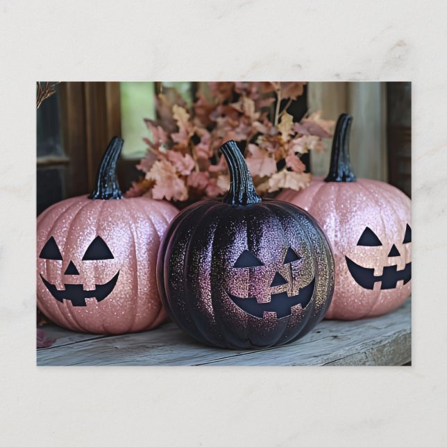 Halloween hälsokort kuslig pumpa vykort (Framsida)