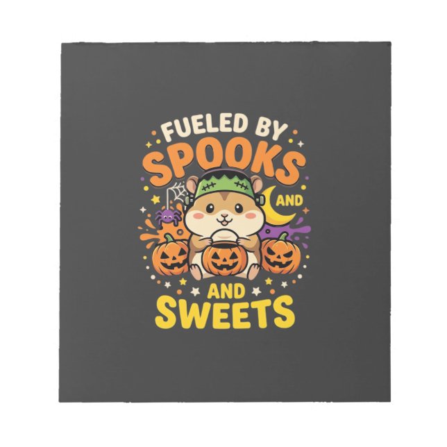 Halloween Hamster Driven Av Spöken Och Godis_1 Anteckningsblock (Framsida)