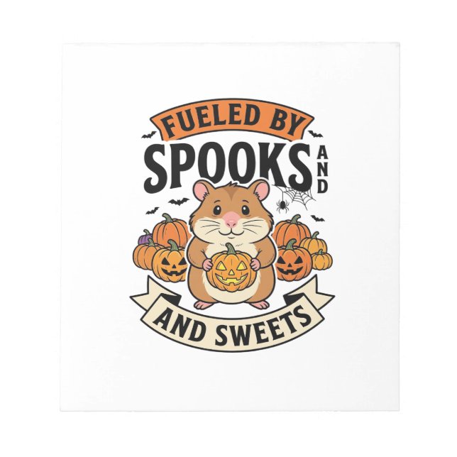 Halloween-hamster driven av spöken rolig söt_1 anteckningsblock (Framsida)