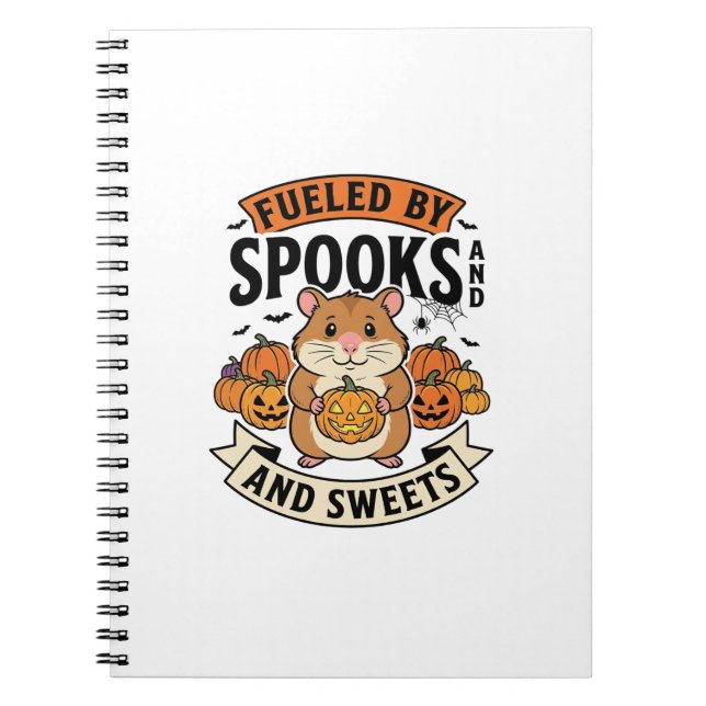 Halloween-hamster driven av spöken rolig söt_1 anteckningsbok (Framsidan)