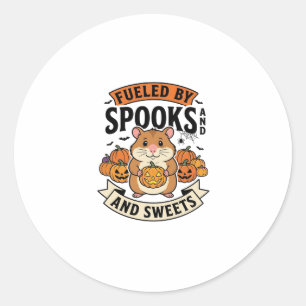 Halloween-hamster driven av spöken rolig söt_1 runt klistermärke