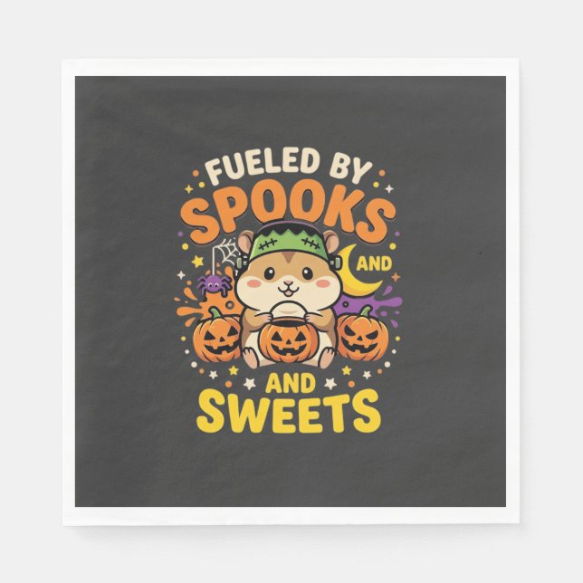 Halloween Hamster Drivs Av Spöken Och Godis_1 Pappersservett (Framsidan)