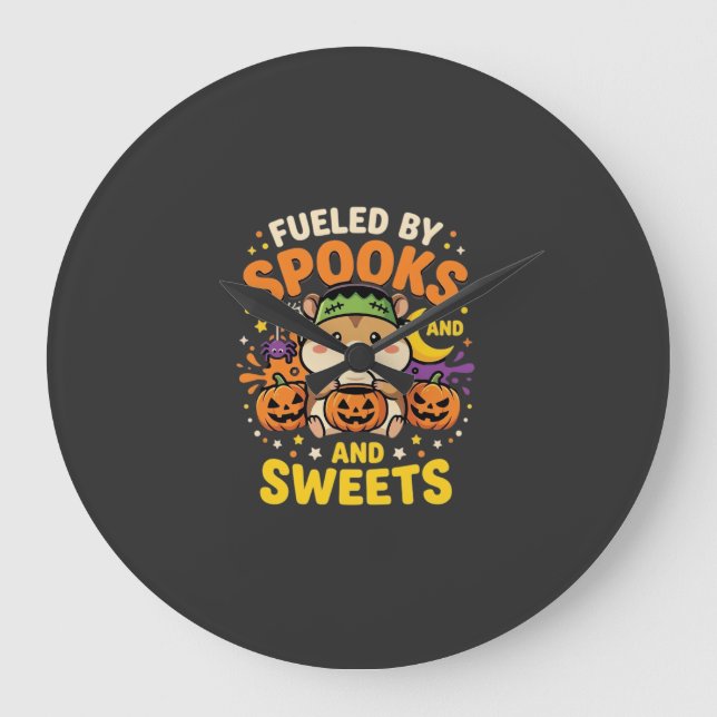 Halloween Hamster Drivs Av Spöken Och Godis_1 Stor Klocka (Framsida)