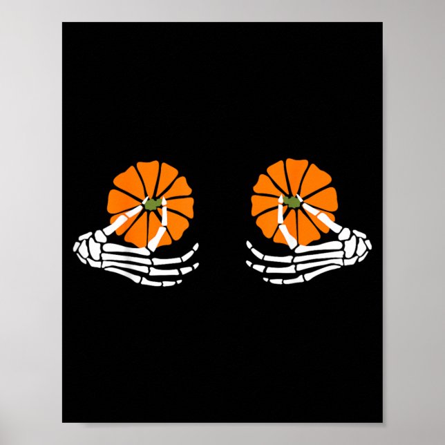Halloween-hand med pumpaskelett poster (Framsidan)