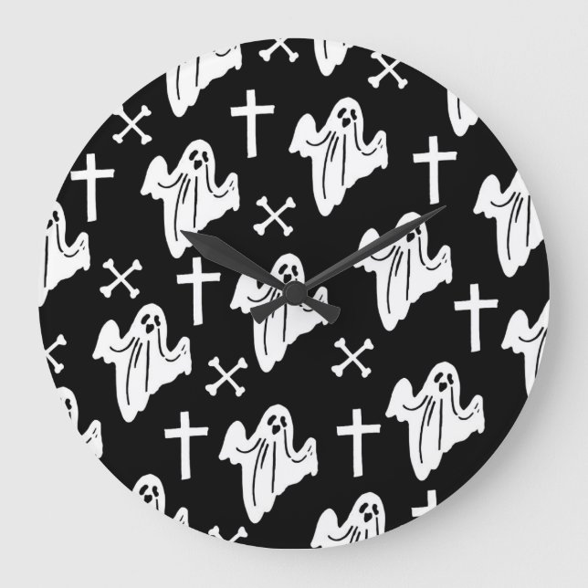 Halloween Hand plockade Mönster-bakgrund Stor Klocka (Framsida)