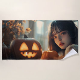 Halloween-handduk och flicktryck