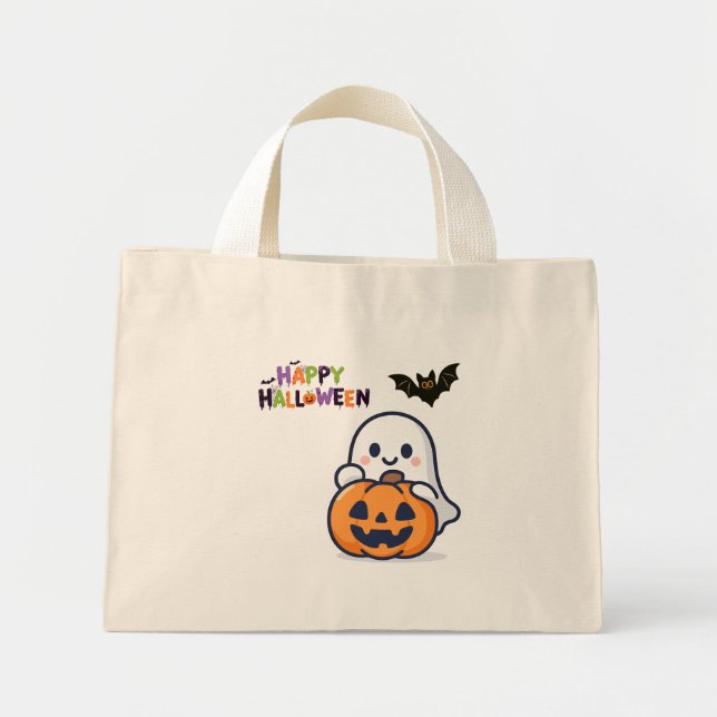 Halloween-handväska med pumpa – mysig hösttrend mini tygkasse (Framsidan)