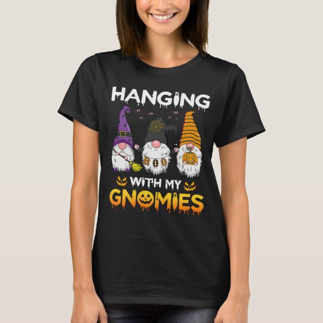 Halloween Hanging With My Gnomies Pumpkin T Shirt (Framsida)