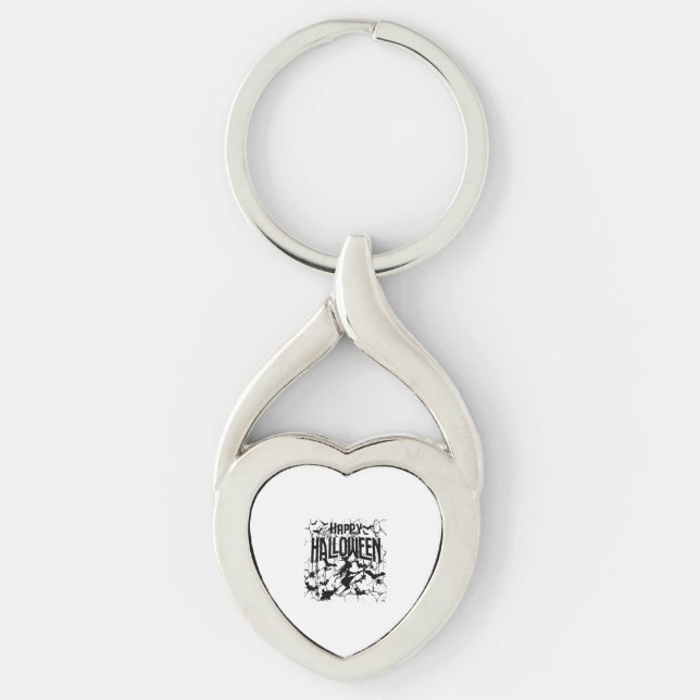 Halloween Happy halloween Twisted Heart Silverfärgad Nyckelring (Framsidan)