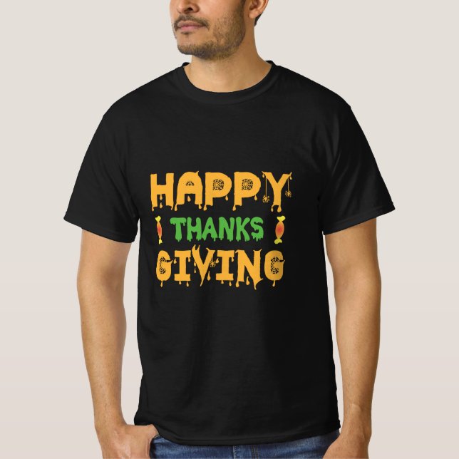 Halloween Happy Thanksgiving Birthday T Shirt (Framsida)