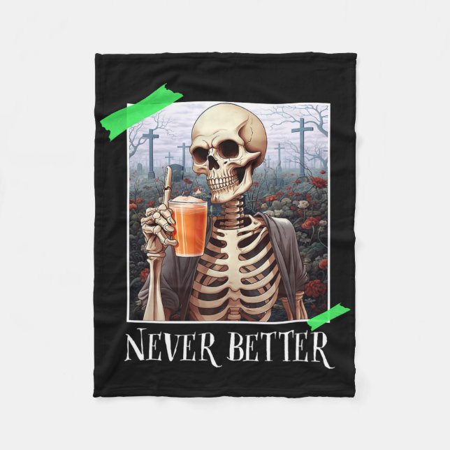 Halloween har aldrig bättre Skeleton Funny Skull 1 Fleecefilt (Framsidan)