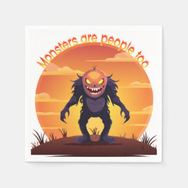 Halloween Håriga Lilla Monster Bus eller Buss Pappersservett