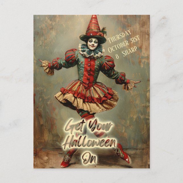 Halloween Harlequin i Costume Inbjudan (Framsida)