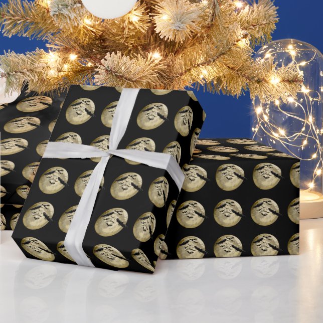 Halloween Harvest Full Moon och Nattflygning Fladd Presentpapper (Helgdagar)