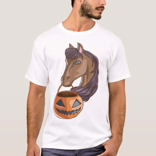 Halloween-häst T Shirt (Framsida)