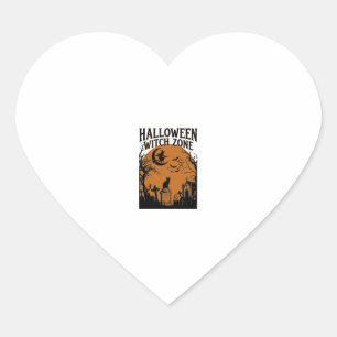 Halloween Häszone Svart Katt Kyrkogård Fladdermöss Hjärtformat Klistermärke
