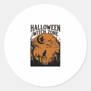Halloween Häszone Svart Katt Kyrkogård Fladdermöss Runt Klistermärke