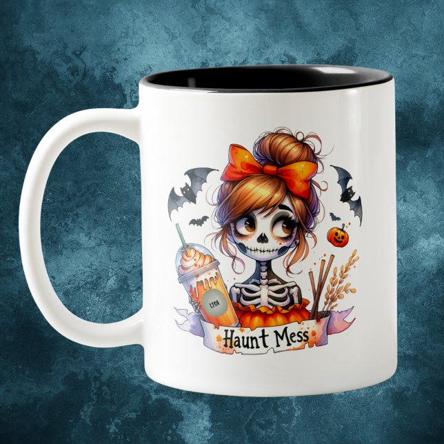 Halloween Haunt  Coffee Skeleton Spooky Anpassning Två-Tonad Mugg (Skapare uppladdad)