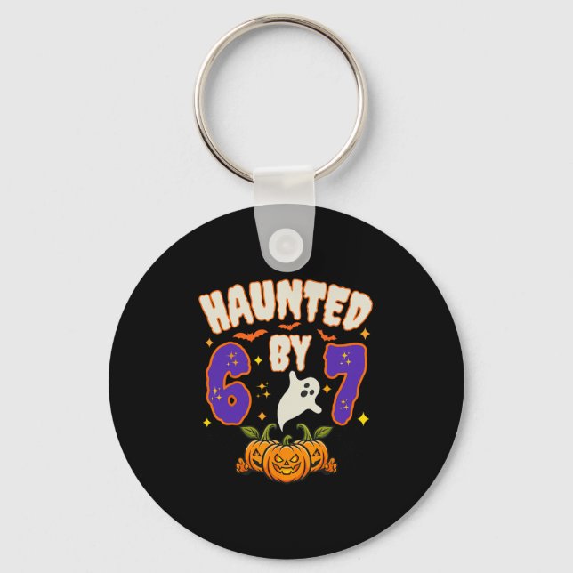 Halloween Haunted 67 Number 67 Six Seven Meme Funn Nyckelring (Framsida)