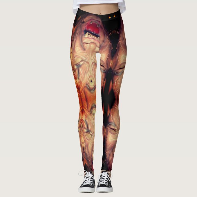HALLOWEEN HAUNTED ANSIKTE LEGGINGS (Framsida)