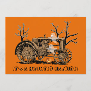 Halloween Haunted Hay Ride Farm Tractor Spöken Inbjudningar
