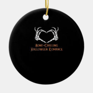 Halloween Haunted Heart Skeletal Bone Chilling Cla Julgransprydnad Keramik