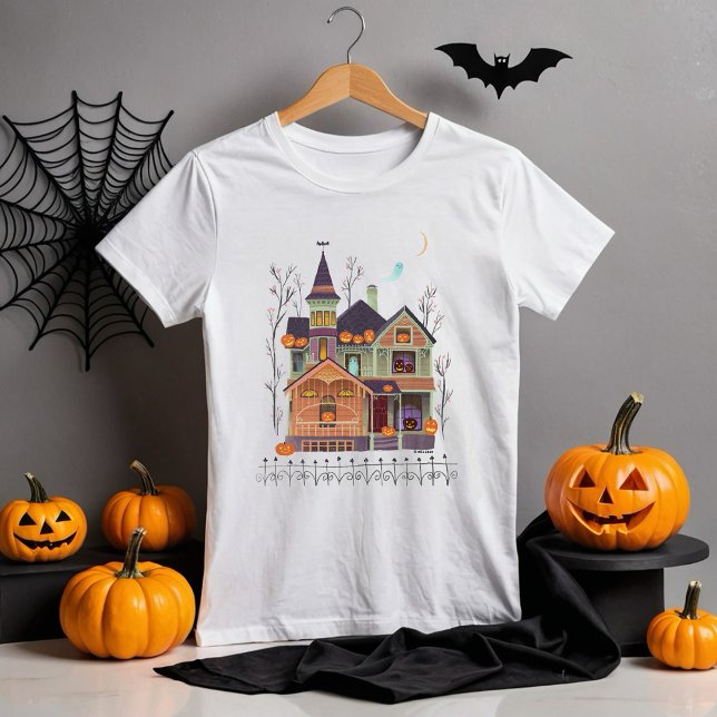 Halloween Haunted House Barn White T Shirt (Skapare uppladdad)