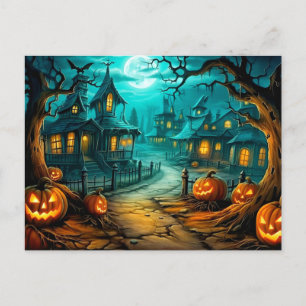 Halloween Haunted House efter midnatt Vykort