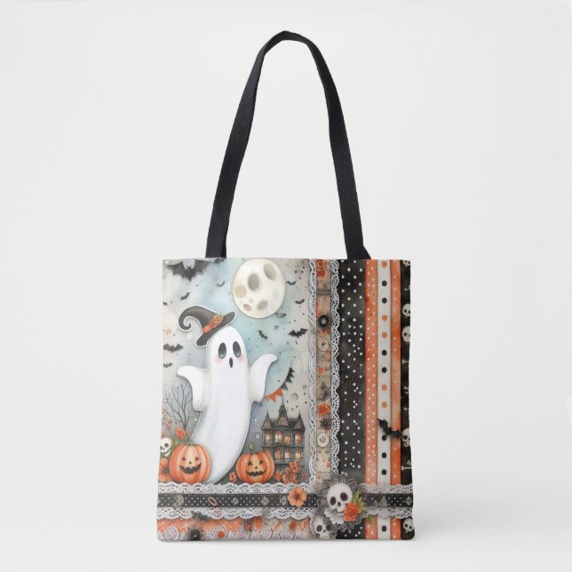 Halloween Haunted House Ghost Pumpkin Fladdermus Tygkasse (Framsida)