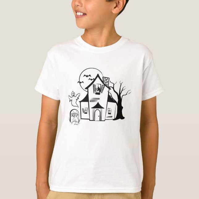 Halloween Haunted House Ghost Shirt Tee Shirt (Framsida)