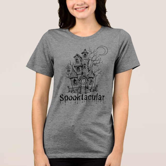 Halloween Haunted House Graphic T-shirt (Framsida)