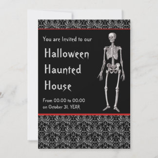 Halloween Haunted House-inbjudan med Skeletons Inbjudningar