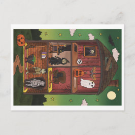 Halloween Haunted House Interior Illustration Vykort