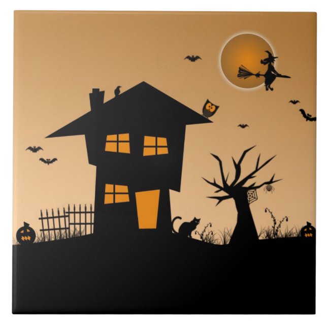 Halloween Haunted House Kakelplatta (Framsidan)
