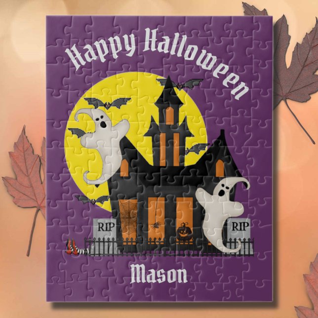 Halloween Haunted House Kids' Personalized Pussel (Skapare uppladdad)