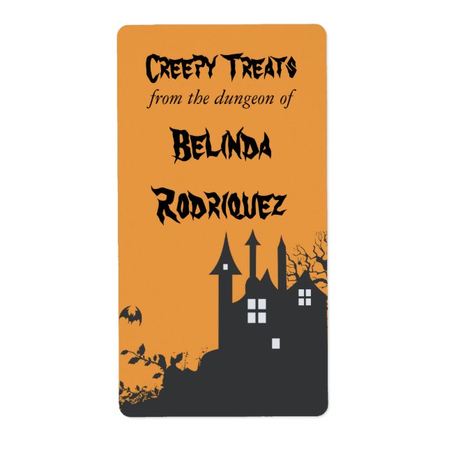 Halloween Haunted House Kitchen-etikett Fraktsedel (Framsidan)