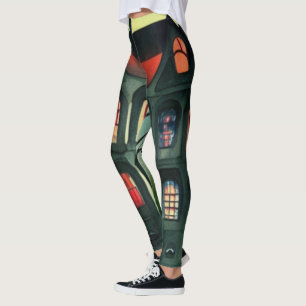 Halloween Haunted House Leggings