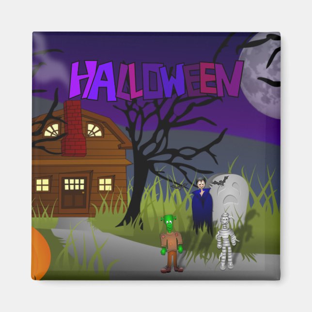 Halloween Haunted House Magnet (Framsidan)