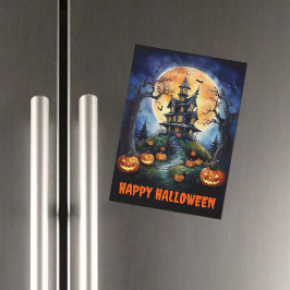 Halloween Haunted House och Pumpkins Magnetic Card