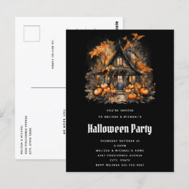Halloween Haunted House Party-inbjudan Vykort