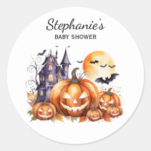 Halloween Haunted House Pumpkin & Baby dusch Runt Klistermärke
