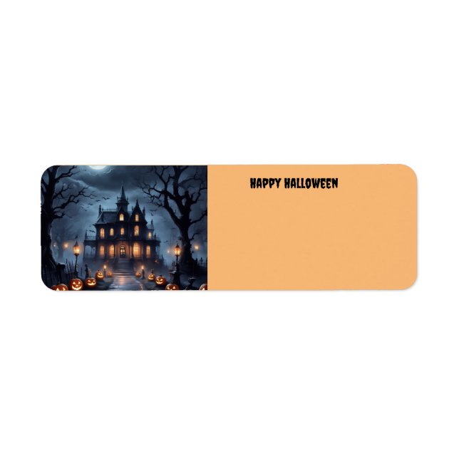 Halloween Haunted House Returadress Etikett (Framsidan)