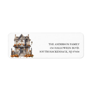 Halloween Haunted House Return Address Label Returadress Etikett