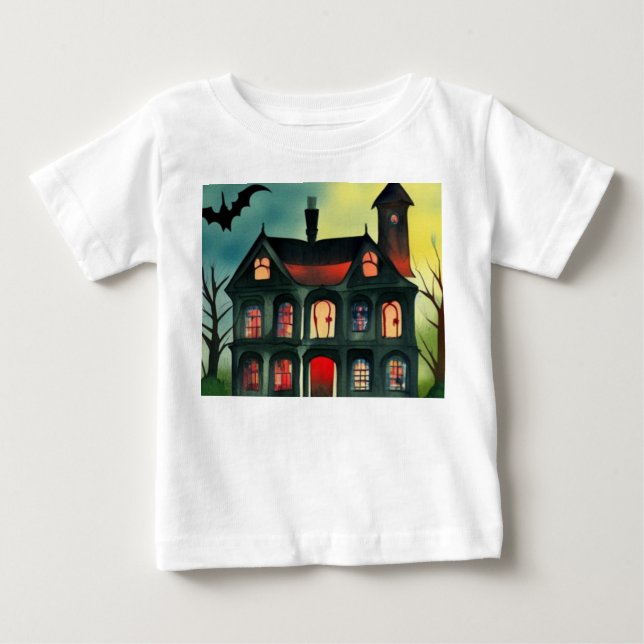 Halloween Haunted House T Shirt (Framsida)