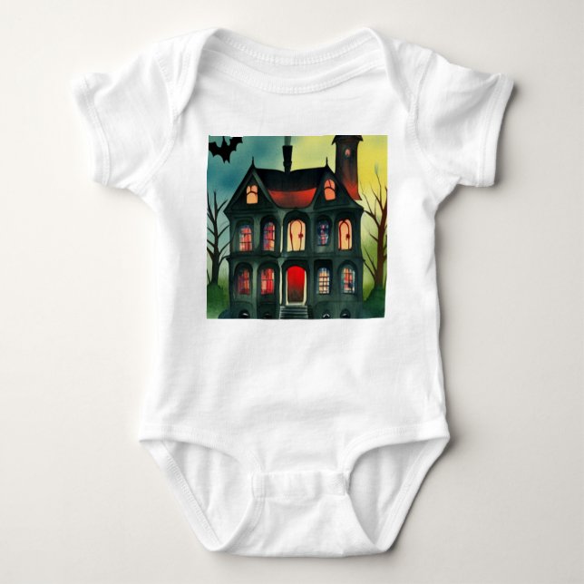 Halloween Haunted House T Shirt (Framsida)