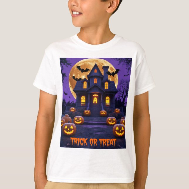 Halloween Haunted House T-Shirt | Spooky Pumpkins (Framsida)