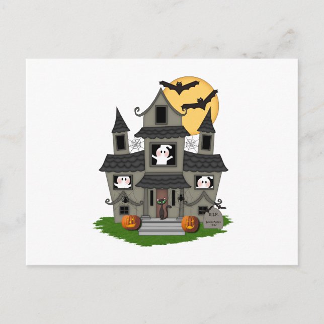 Halloween Haunted House Vykort (Framsida)
